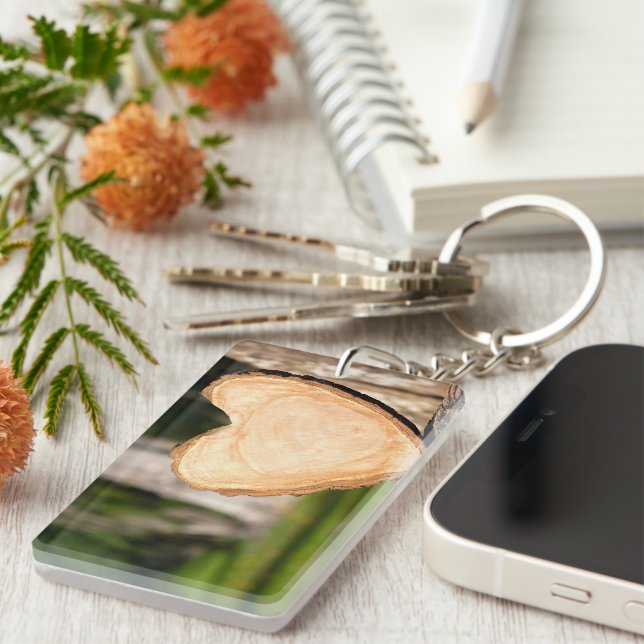 wooden heart key ring (Front Right)
