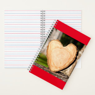 wooden heart notebook