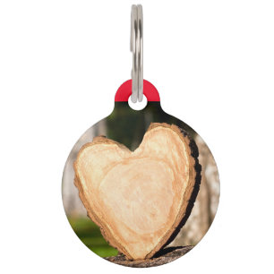 wooden heart pet ID tag