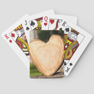 wooden heart playing cards