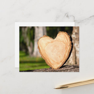 wooden heart postcard
