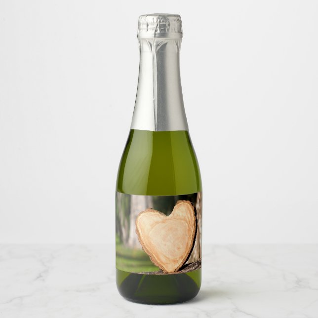 wooden heart sparkling wine label (Front)