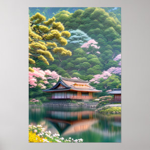 Wooden House by the Lake Poster