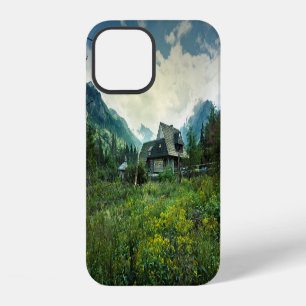 Wooden house, mountain nature scenery. iPhone 12 case