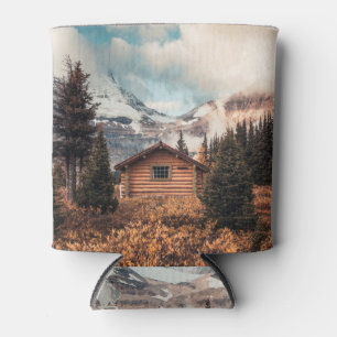 Wooden hut, Assiniboine autumn scene. Can Cooler