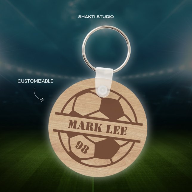 Wooden-Inspired Soccer Team Sports Keychain (Creator Uploaded)