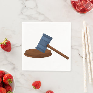 Wooden Judge Gavel Court Napkin