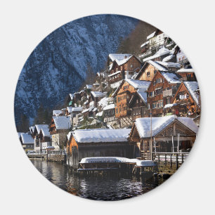 Wooden lakeside houses in Hallstatt, Austria Magnet