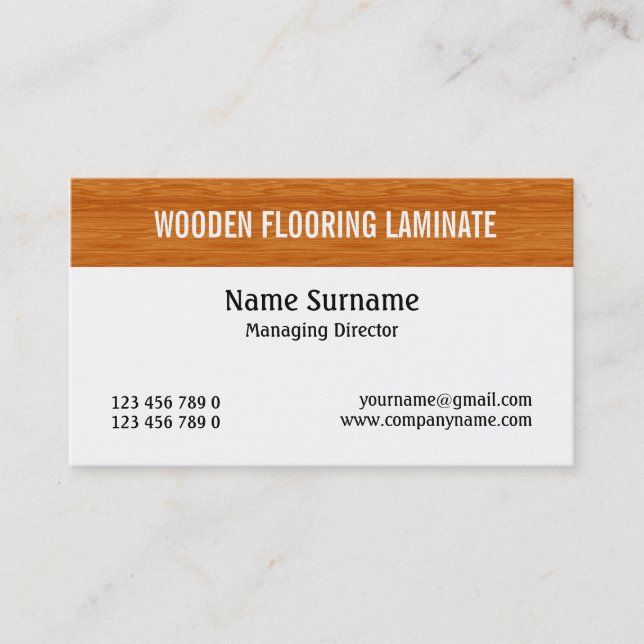 Wooden laminate wood flooring PERSONALIZE Business Card (Front)