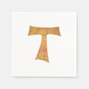 Wooden Look Franciscan Tau Cross Napkin