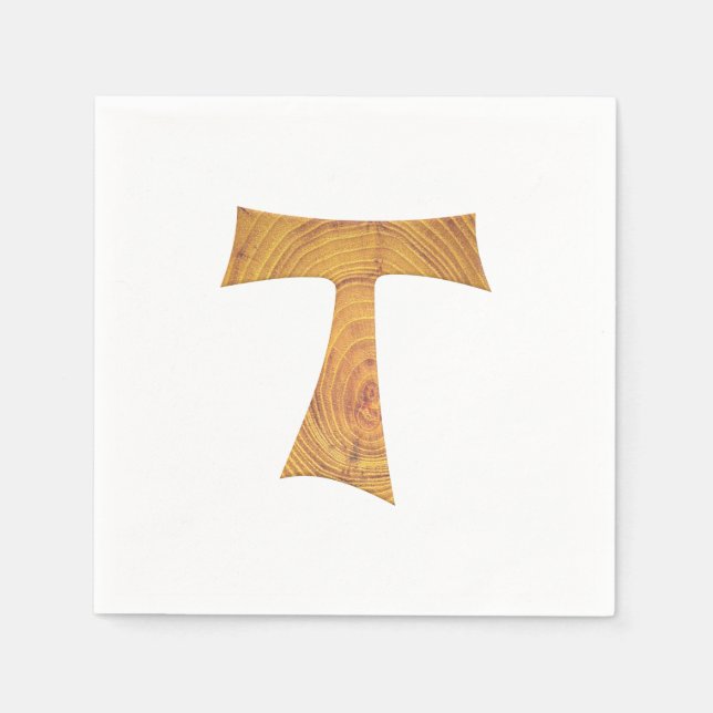 Wooden Look Franciscan Tau Cross Napkin (Front)