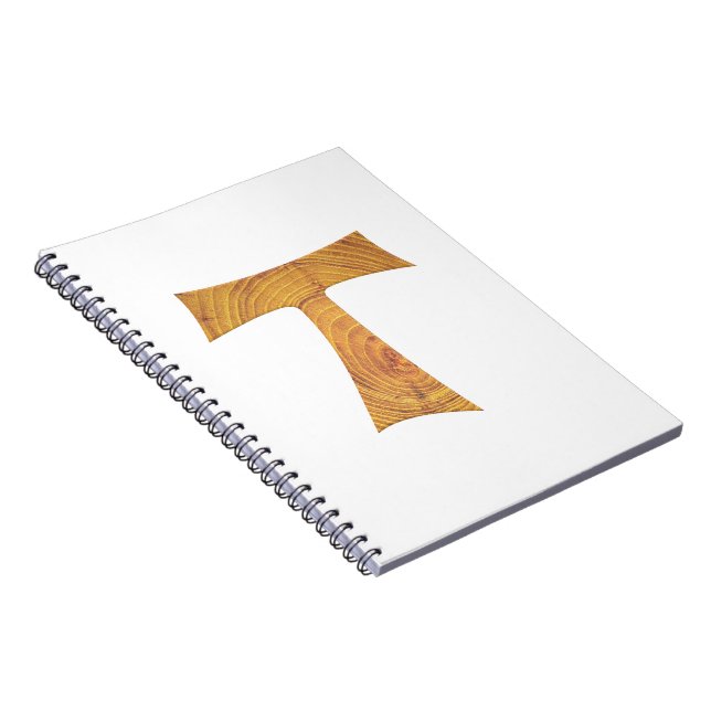 Wooden Look Franciscan Tau Cross Notebook (Right Side)