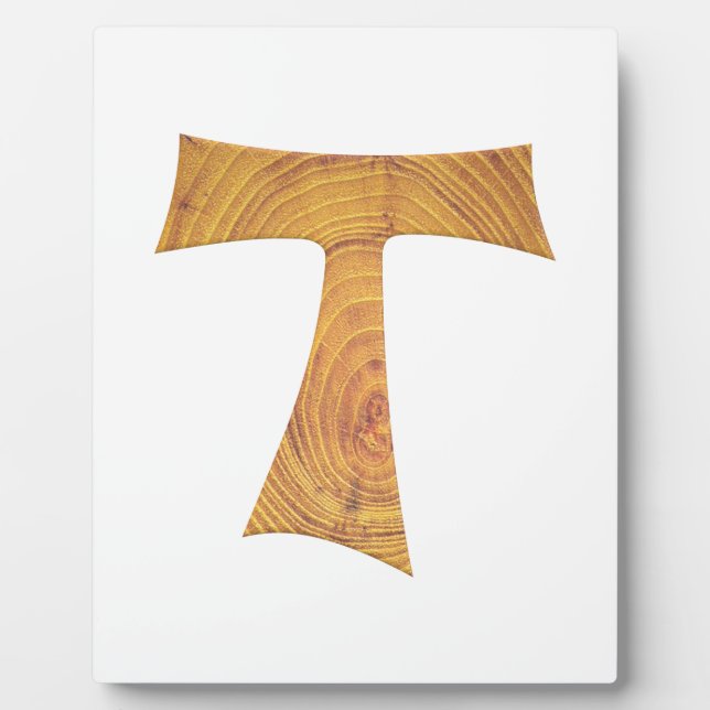 Wooden Look Franciscan Tau Cross Plaque (Front)
