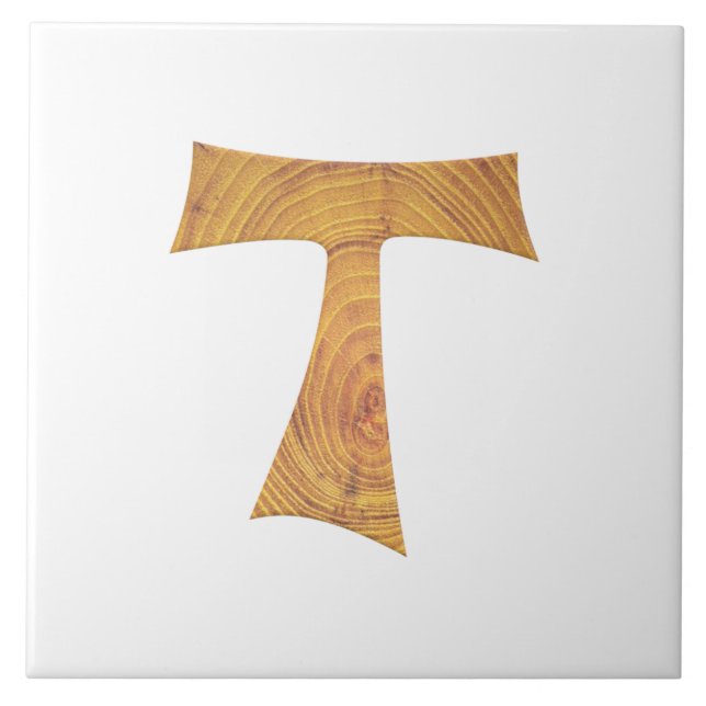 Wooden Look Franciscan Tau Cross Tile (Front)