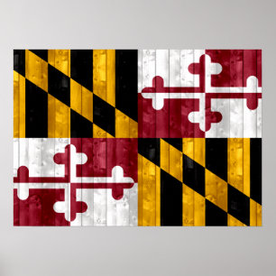Wooden Marylander Flag Poster