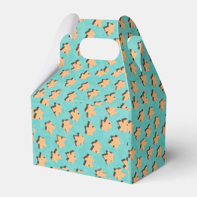 Wooden Meeple on Teal | Board Game Favour Box (Front Side)