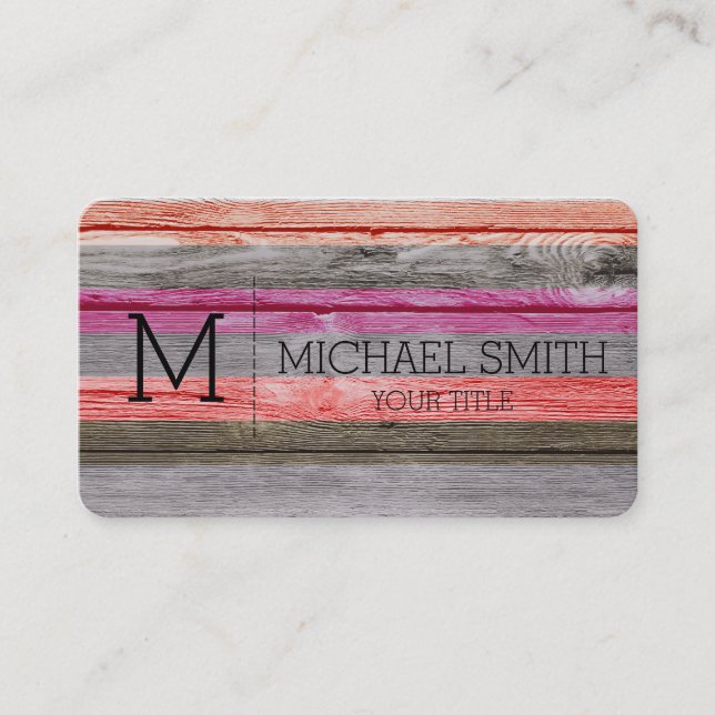 Wooden Monogram Business Card (Front)