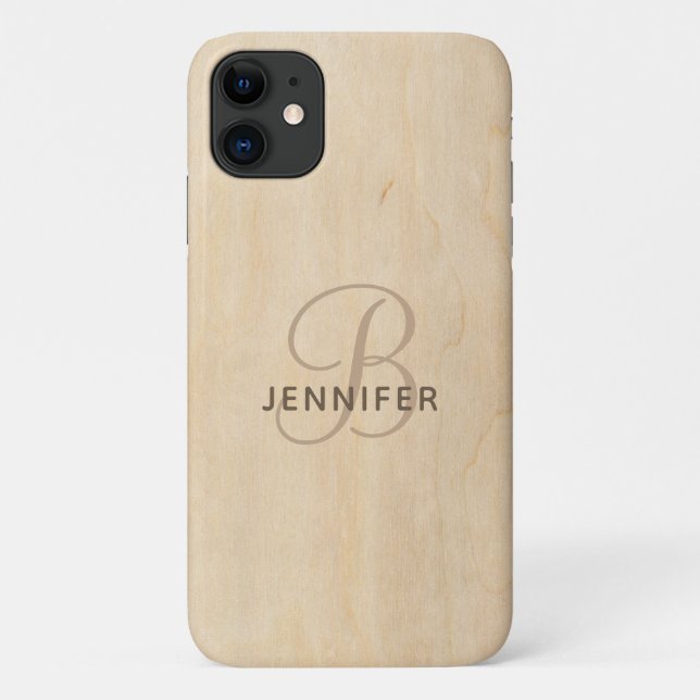 Wooden Monogram Personalised Name Case-Mate iPhone Case (Back)