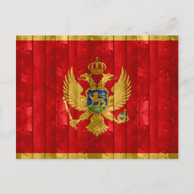 Wooden Montenegrin Flag Postcard (Front)
