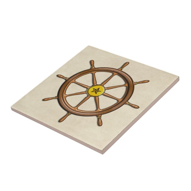 Wooden Nautical Ship's Wheel Tile (Side)