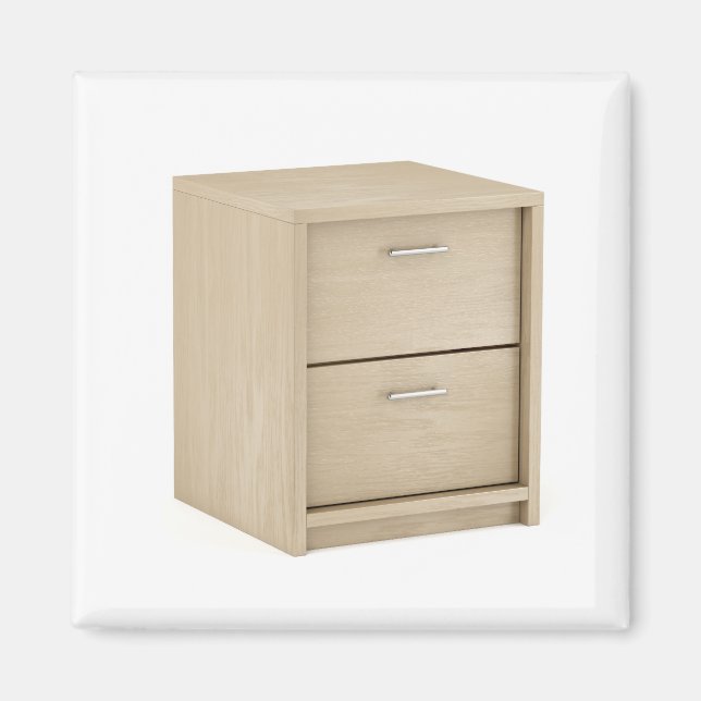 Wooden nightstand with two drawers magnet (Front)