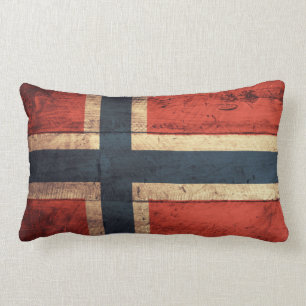 Wooden Norway Flag Lumbar Cushion