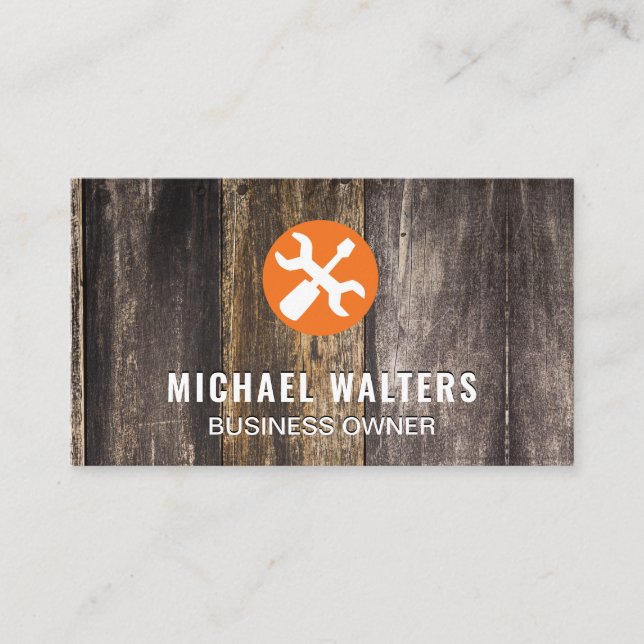 Wooden Panels | Hardware Fix Tools Business Card (Front)