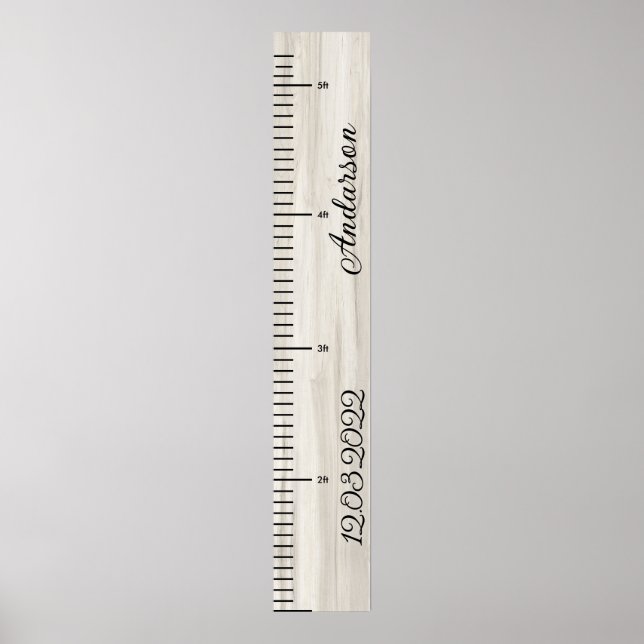 Wooden Personalised Baby Boy Growth Chart (Front)