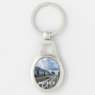 Wooden pier in Marken, Netherlands Key Ring