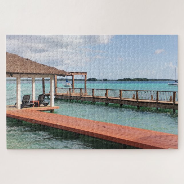 Wooden Pier Over Turquoise Water Jigsaw Puzzle (Horizontal)