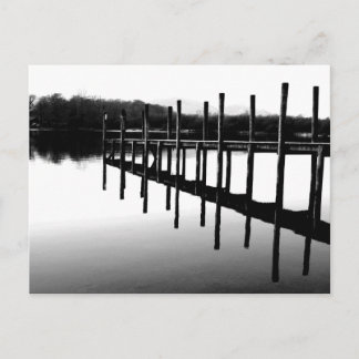Wooden Pier Reflections: Derwentwater Postcard