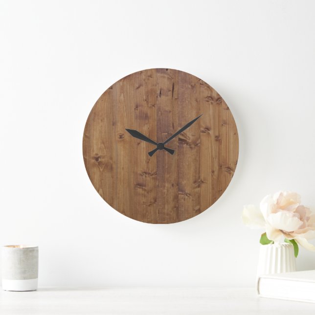 Wooden Planks, Barks, Boards, Barn Wall - Brown Large Clock (Home)