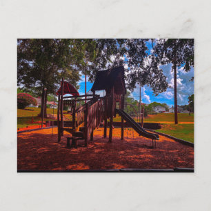 Wooden Playground Equipment in Sunny Park Postcard