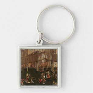 Wooden Rialto Bridge, from the Miracle of the Reli Key Ring