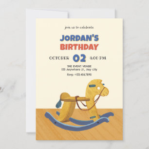 Wooden Rocking Horse birthday Invitation