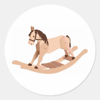 Wooden Rocking Horse Classic Round Sticker