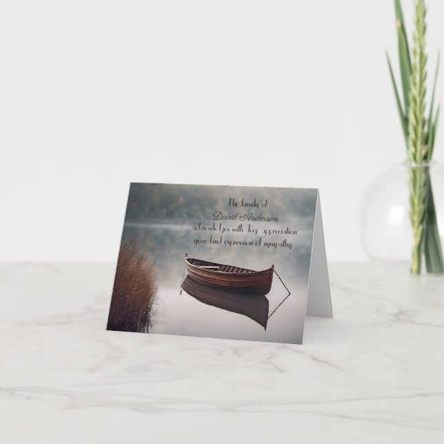 Wooden Row Boat Sympathy Thank You from Family Card (Front)
