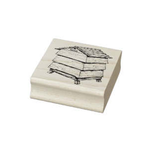 Wooden Rubber Stamp - Beehive