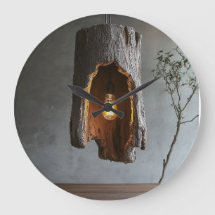 Wooden rustic clock (natural wood texture)