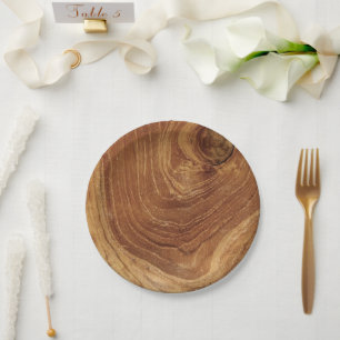 Wooden Rustic Teak Wood Texture Wood Grain Photo Paper Plate