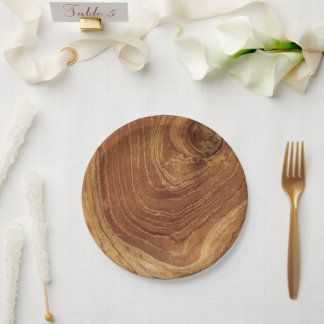 Wooden Rustic Teak Wood Texture Wood Grain Photo Paper Plate