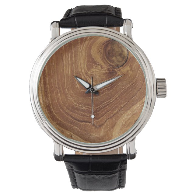 Wooden Rustic Teak Wood Texture Wood Grain Photo Watch (Front)