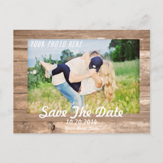 Wooden Save the date White Announcement Postcard