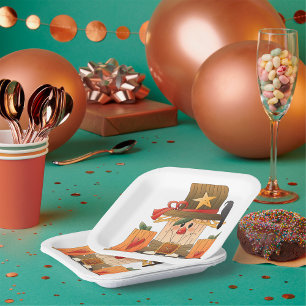 Wooden Scarecrow  Paper Plate