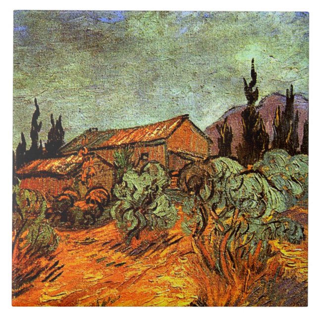Wooden Sheds, famous van Gogh painting, Tile (Front)