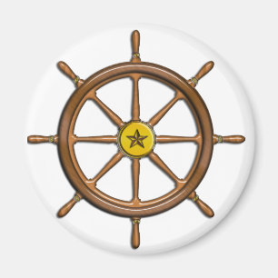 Wooden Ship's Wheel Magnet