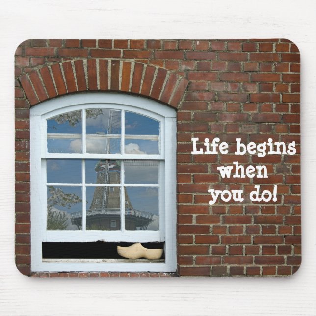 Wooden Shoe in window Mouse Pad (Front)