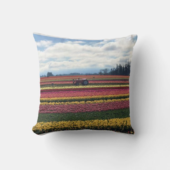 Wooden Shoe Tulip Farm, Woodburn, Oregon Cushion (Front)