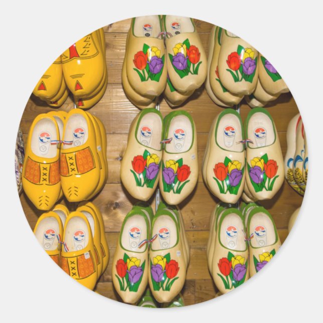 Wooden Shoes, Dutch Village Shop, Noordhuizen Classic Round Sticker (Front)