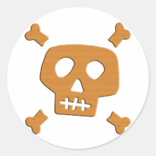 Wooden Skull Classic Round Sticker